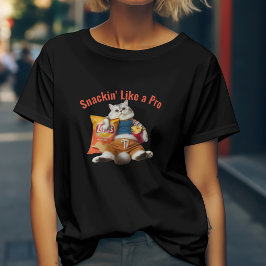 Grappige kat die als een pro eet t-shirt