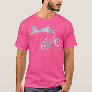 Grappige kat die BMX rijdt kunst voor BMX fiets BM T-shirt