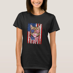 Grappige kat die bubbel blaast 4 juli kattenliefhe t-shirt