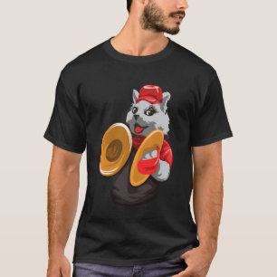 Grappige kat die cymbals percussie muziek speelt t-shirt