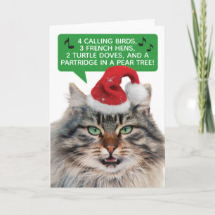 Grappige kat die de 12 dagen van Kerstmis zingt Feestdagen Kaart