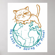 Grappige kat die de planeet redt luie milieuactivi