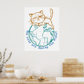 Grappige kat die de planeet redt luie milieuactivi poster (Keuken)