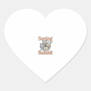 Grappige Kat Die Door Je Vintage Ontwerp Heen Kijk Hart Sticker