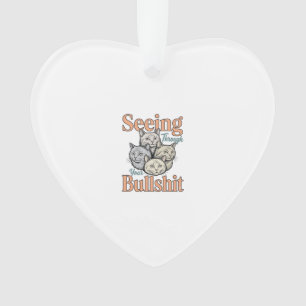 Grappige kat die door je vintage ontwerp heen kijk ornament