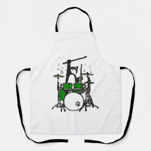 Grappige kat die drum speelt schort