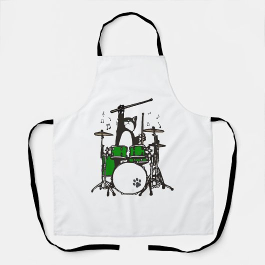 Grappige kat die drum speelt schort (Voorkant)