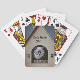 Grappige kat die een bril draagt Katten hebben per Pokerkaarten