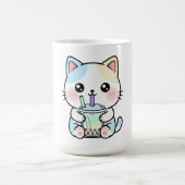 Grappige kat die een leuk drankje drinkt koffiemok (Center)
