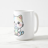 Grappige kat die een leuk drankje drinkt koffiemok (Voorkant rechts)