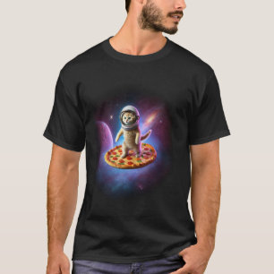 Grappige Kat Die Een Pizza Vliegt Ruimtevaarder Ki T-shirt