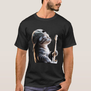 Grappige kat die elektrische akoestische gitaar sp t-shirt