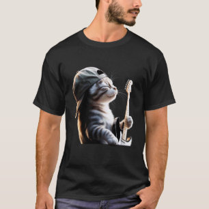Grappige kat die elektrische akoestische gitaar sp t-shirt