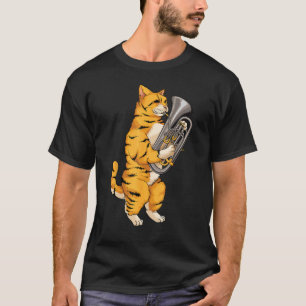Grappige kat die eufonium speelt Koele liefde dier T-shirt