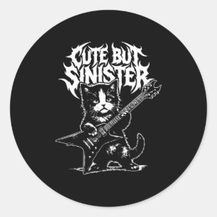 Grappige kat die gitaar speelt gitarist rock and r ronde sticker