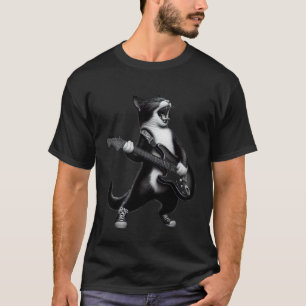 Grappige kat die gitaar speelt Kunst Kinderen Mann T-shirt