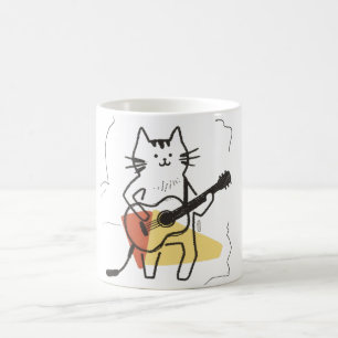 Grappige kat die gitaar speelt Muziek liefhebber Koffiemok