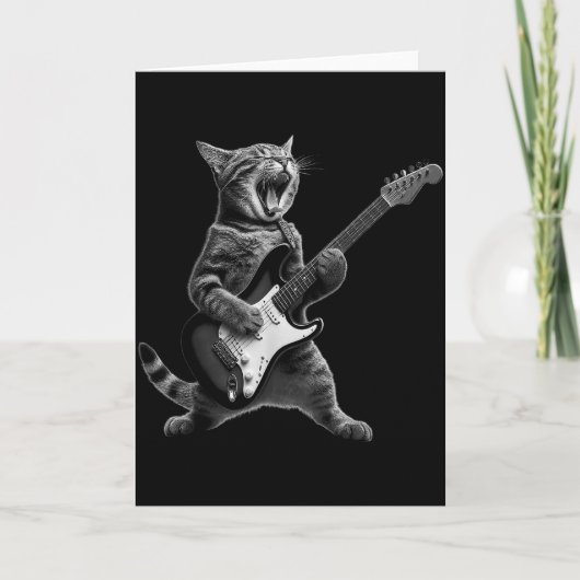 Grappige kat die gitaar speelt Rock And Roll Manne Kaart (Voorkant)