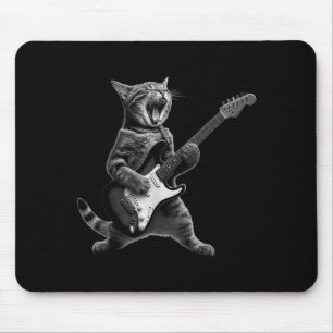 Grappige kat die gitaar speelt rock and roll manne muismat