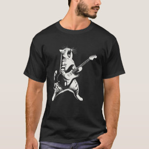 Grappige kat die gitaar speelt t-shirt