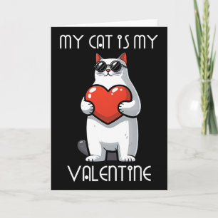 Grappige kat die hart vasthoudt voor Valentijnsdag Kaart