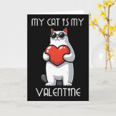Grappige kat die hart vasthoudt voor Valentijnsdag Kaart (Gele Bloem)