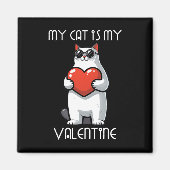 Grappige kat die hart vasthoudt voor Valentijnsdag Magneet (Voorkant)