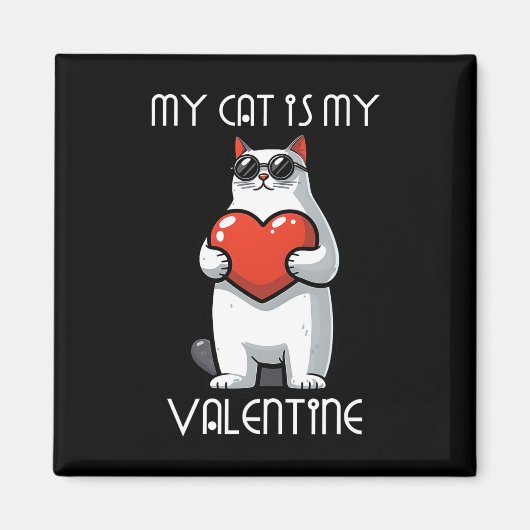 Grappige kat die hart vasthoudt voor Valentijnsdag Magneet (Voorkant)