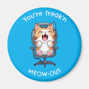 Grappige kat die helemaal door het lint gaat magneet