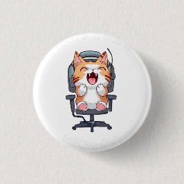 Grappige kat die helemaal door het lint gaat ronde button 3,2 cm