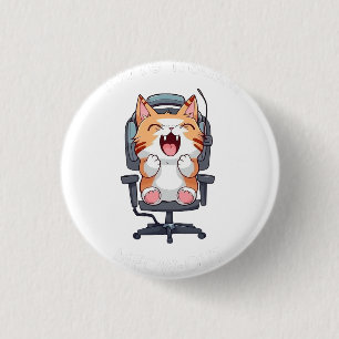 Grappige kat die helemaal door het lint gaat ronde button 3,2 cm