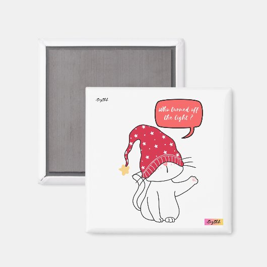 Grappige kat, die het licht uitdeed magneet (Voorkant / Achterkant)