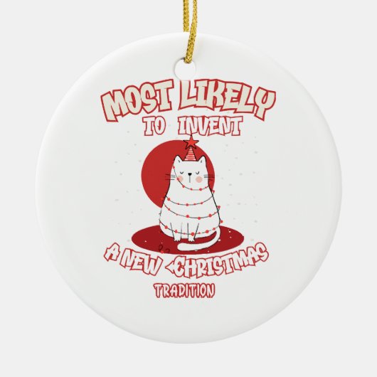 Grappige kat die hoogstwaarschijnlijk een nieuwe k keramisch ornament (Voorkant)