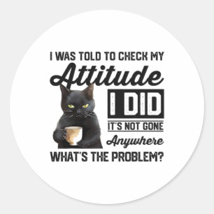 Grappige kat die ik moest controleren mijn houding ronde sticker