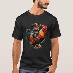 Grappige kat die kip cowboy rodeo kat liefhebber b t-shirt