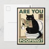Grappige kat die krant leest in badkamer briefkaart (Voorkant / Achterkant)