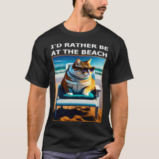 Grappige kat die liever op het strand is kattenlie t-shirt