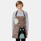 Grappige kat die naar de maan kijkt schort (Gedragen)