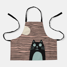 Grappige kat die naar de maan kijkt schort