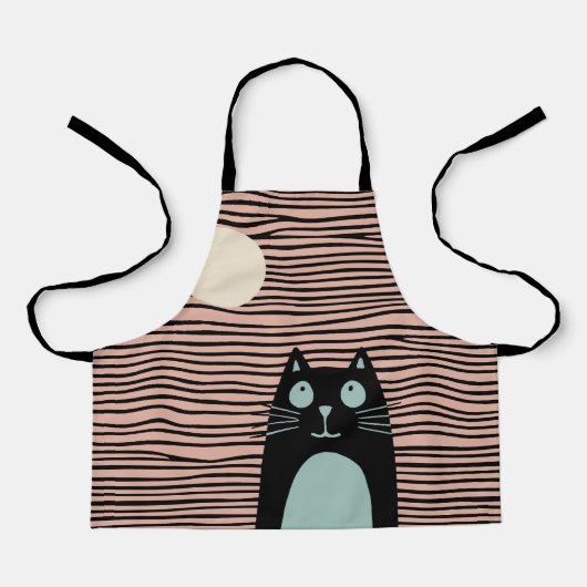 Grappige kat die naar de maan kijkt schort (Voorkant)