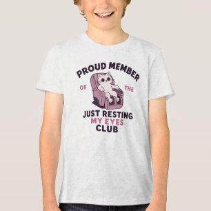 Grappige kat die ogen rust massage stoel Tri-Blend shirt