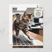 Grappige kat die op de computer loopt briefkaart (Voorkant / Achterkant)