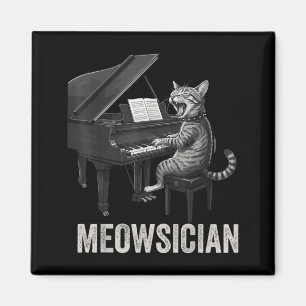 Grappige kat die pianomuziek speelt woordspeling M Magneet