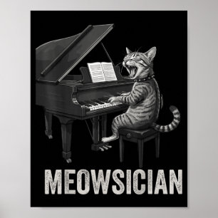 Grappige kat die pianomuziek speelt woordspeling M Poster