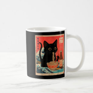 Grappige kat die Ramen eet Vintage Japanse kat vad Koffiemok
