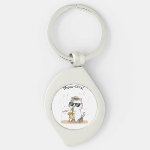 Grappige kat die saxofoon speelt jazz sleutelhange sleutelhanger