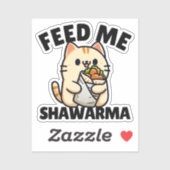 Grappige kat die Shawarma wrap eet voer me Shawarm Sticker (Vel)