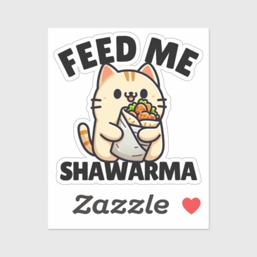 Grappige kat die Shawarma wrap eet voer me Shawarm Sticker (Vel)
