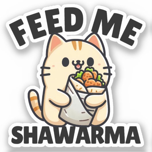 Grappige kat die Shawarma wrap eet voer me Shawarm Sticker (Voorkant)