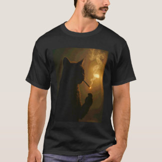 Grappige Kat die Sigaret Rookt Gen Z Meme T-shirt